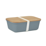Lunch box de couleur en PP avec couvercle en bambou 1L couleur bleu gris