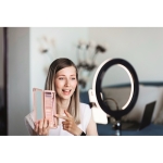Anneau lumineux LED avec trépied et support mobile Stories couleur noir troisième vue d'ambiance