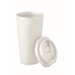 Grands mugs take away en plastique à double paroi de 475 ml Large couleur blanc deuxième vue