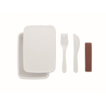 Lunch box personnalisable en verre et bambou 700 ml TakeAway Small couleur blanc troisième vue