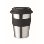 Tasses de voyage personnalisé en inox de 350 ml takeaway steel couleur noir