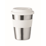 Tasses de voyage personnalisé en inox de 350 ml takeaway steel couleur blanc