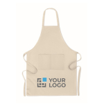 Tablier écologique deux poches avec logo 200 g/m2 Apron Cotton vue avec zone d'impression