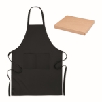 Tablier durable avec logo en coton organique 200 g/m2 Eco Pocket couleur noir
