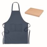 Tablier durable avec logo en coton organique 200 g/m2 Eco Pocket couleur bleu