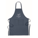 Tablier durable avec logo en coton organique 200 g/m2 Eco Pocket couleur bleu deuxième vue principale
