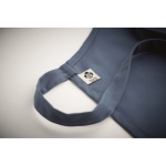 Tablier durable avec logo en coton organique 200 g/m2 Eco Pocket couleur bleu quatrième vue photographique