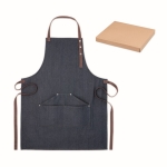Tablier personnalisé en jean avec 3 poches de 240 gr/m2 Denim Plus couleur bleu