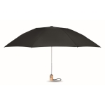 Parapluies pliants personnalisés avec manche en bambou Ø107 RPET couleur noir
