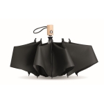 Parapluies pliants personnalisés avec manche en bambou Ø107 RPET couleur noir quatrième vue