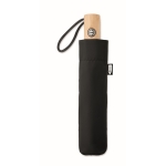 Parapluies pliants personnalisés avec manche en bambou Ø107 RPET couleur noir cinquième vue