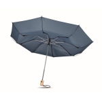 Parapluies pliants personnalisés avec manche en bambou Ø107 RPET couleur bleu troisième vue