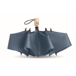 Parapluies pliants personnalisés avec manche en bambou Ø107 RPET couleur bleu quatrième vue