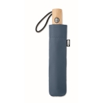Parapluies pliants personnalisés avec manche en bambou Ø107 RPET couleur bleu cinquième vue