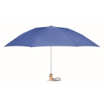 Parapluies pliants personnalisés avec manche en bambou Ø107 RPET couleur bleu roi
