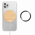 Chargeur sans fil d'entreprise en bambou avec logo Magnet couleur bois