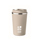 Mug isotherme inox personnalisable anti-fuite 350ml Elegant couleur beige vue avec zone d'impression
