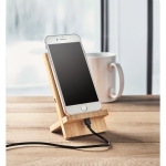 Support pratique en bambou pour chargeur sans fil rapide Support couleur bois vue d'ambiance