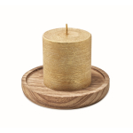 Bougeoir personnalisé avec bougie parfumée à la vanille Wooden couleur doré
