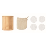 20 lingettes nettoyantes visage réutilisables dans un sachet Bamboo couleur bois huitième vue