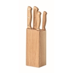 Ensemble de couteaux personnalisés en bois avec support Wooden couleur bois