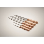 Ensemble de couteaux personnalisés en bois avec support Wooden couleur bois vue photographique