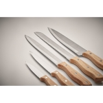 Ensemble de couteaux personnalisés en bois avec support Wooden couleur bois vue photographique