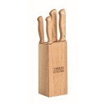 Ensemble de couteaux personnalisés en bois avec support Wooden couleur bois deuxième vue principale
