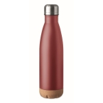 Bouteille inox personnalisée avec base en liège 500 ml Inox Cork couleur bordeaux