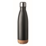 Bouteille inox personnalisée avec base en liège 500 ml Inox Cork couleur noir
