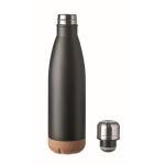Bouteille inox personnalisée avec base en liège 500 ml Inox Cork couleur noir deuxième vue