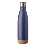 Bouteille inox personnalisée avec base en liège 500 ml Inox Cork couleur bleu