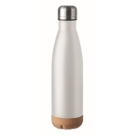 Bouteille inox personnalisée avec base en liège 500 ml Inox Cork couleur blanc