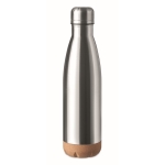 Bouteille inox personnalisée avec base en liège 500 ml Inox Cork couleur argenté mat