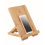 Support avec logo gravé pour tablette ou portable en bambou Bamboo couleur bois troisième vue