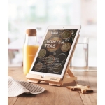Support avec logo gravé pour tablette ou portable en bambou Bamboo couleur bois troisième vue d'ambiance 2