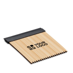 Grattoir à glace publicitaire en bambou, raclette en caoutchouc Bamboo vue avec zone d'impression