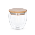 Verre en verre à double paroi avec couvercle de 250 ml Vacuum Small couleur bois clair