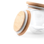Verre en verre à double paroi avec couvercle de 250 ml Vacuum Small couleur bois clair