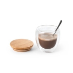 Verre en verre à double paroi avec couvercle de 250 ml Vacuum Small couleur bois clair