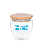 Verre en verre à double paroi avec couvercle de 250 ml Vacuum Small avec zone d'impression