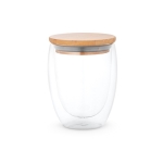 Verre en verre à double paroi avec couvercle de 350 ml Vacuum Medium couleur bois clair