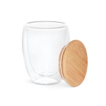 Verre en verre à double paroi avec couvercle de 350 ml Vacuum Medium couleur bois clair