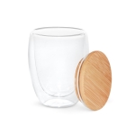 Verre en verre à double paroi avec couvercle de 350 ml Vacuum Medium couleur bois clair