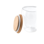 Verre en verre à double paroi avec couvercle de 350 ml Vacuum Medium couleur bois clair