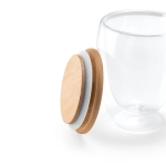 Verre en verre à double paroi avec couvercle de 350 ml Vacuum Medium couleur bois clair