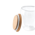Verre en verre à double paroi avec couvercle de 350 ml Vacuum Medium couleur bois clair