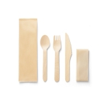 Lot de couverts jetables en bois avec serviette Complete couleur naturel première vue