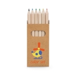 6 crayons de couleur pour enfants dans étui en carton Essential couleur marron image avec logo 2