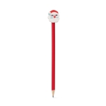 Crayon à papier coloré avec gomme en forme de Père Noël couleur rouge